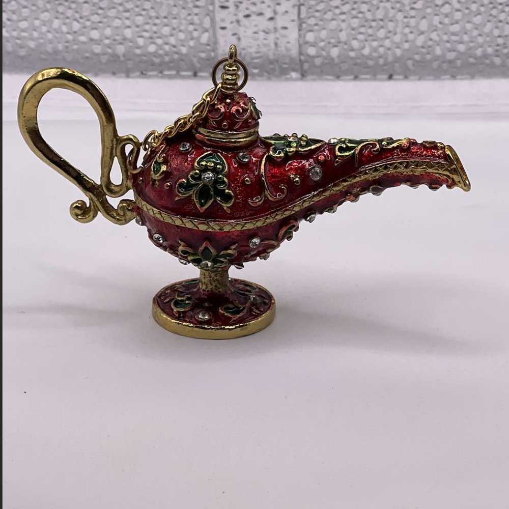 DEC1- Hand-painted hand-crafted Arabian lamp in red **Rare find**